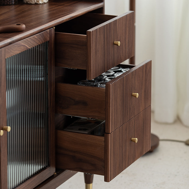 Mazonvintage-Solstice Modern Open Space Walnut Kitchen Cabinet