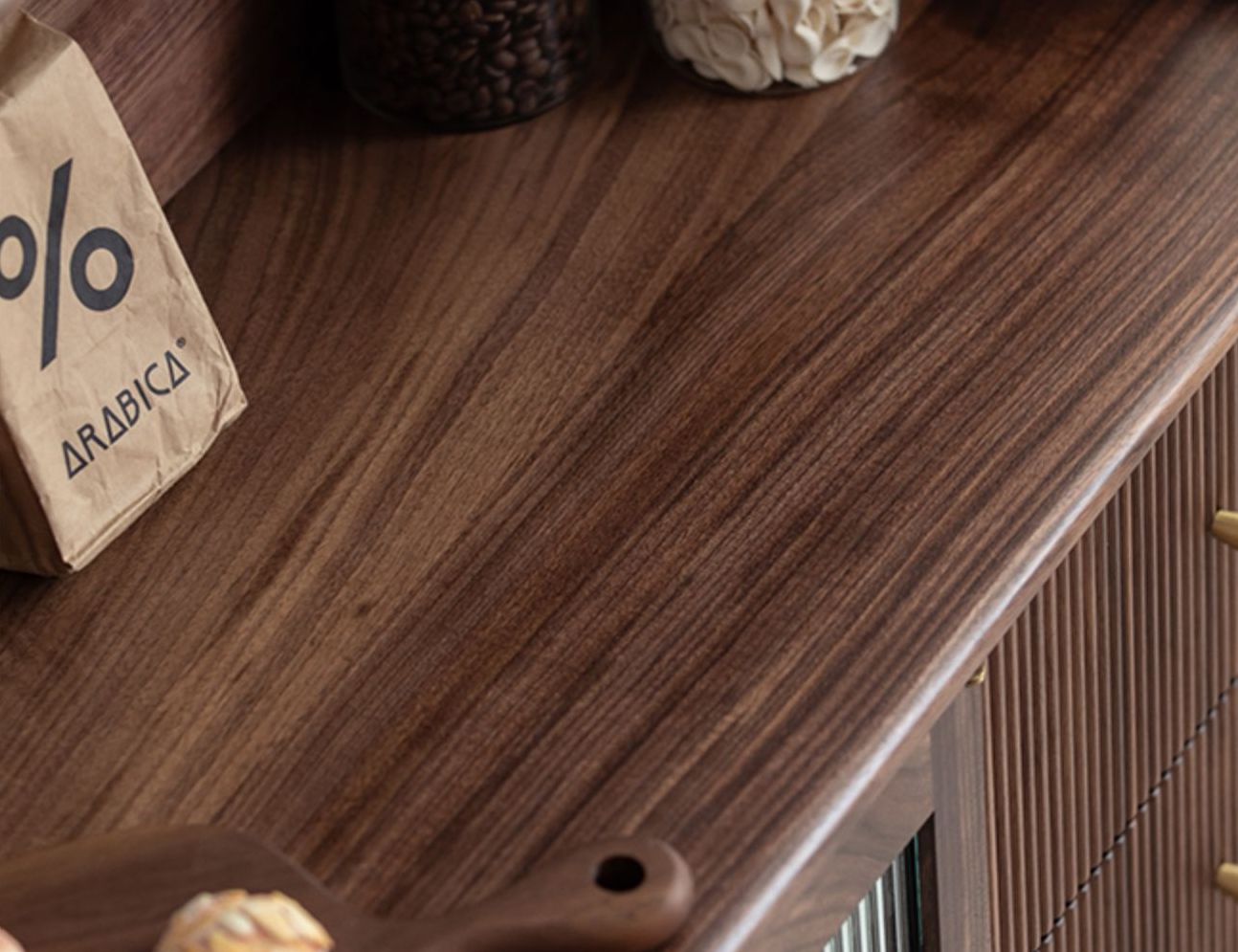 Mazonvintage-Solstice Modern Open Space Walnut Kitchen Cabinet