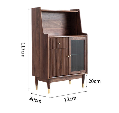 Mazonvintage-Solstice Modern Open Space Walnut Kitchen Cabinet