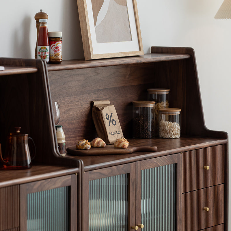 Mazonvintage-Solstice Modern Open Space Walnut Kitchen Cabinet