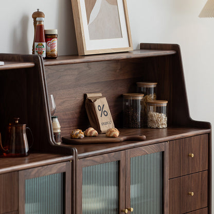 Mazonvintage-Solstice Modern Open Space Walnut Kitchen Cabinet