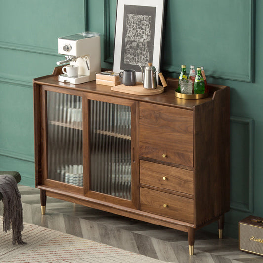 Mazonvintage-Minimalism Solid American Black Walnut Wood Kitchen Cabinet