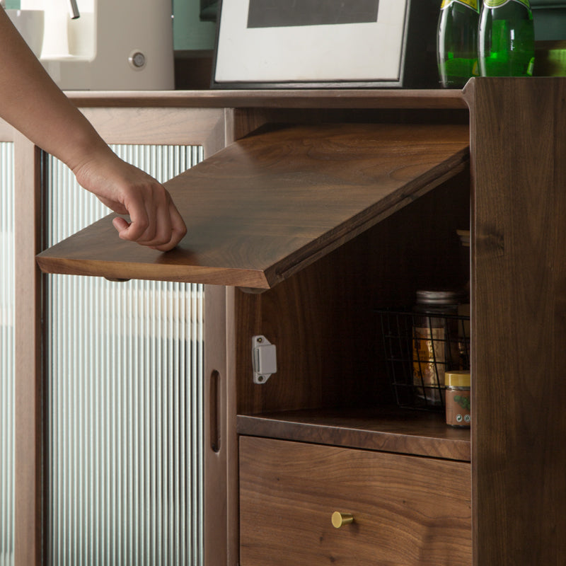 Mazonvintage-Minimalism Solid American Black Walnut Wood Kitchen Cabinet