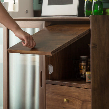 Mazonvintage-Minimalism Solid American Black Walnut Wood Kitchen Cabinet