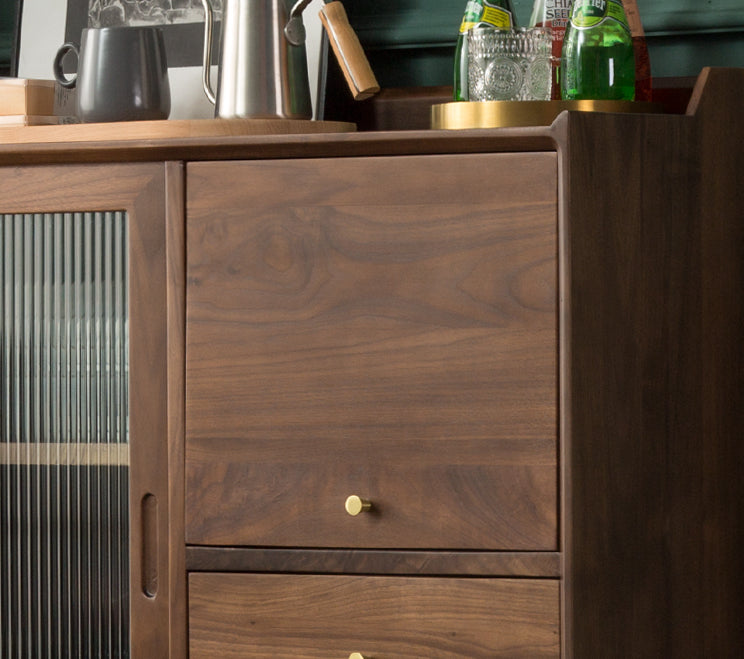 Mazonvintage-Minimalism Solid American Black Walnut Wood Kitchen Cabinet