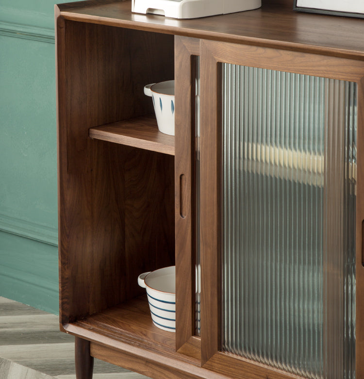 Mazonvintage-Minimalism Solid American Black Walnut Wood Kitchen Cabinet