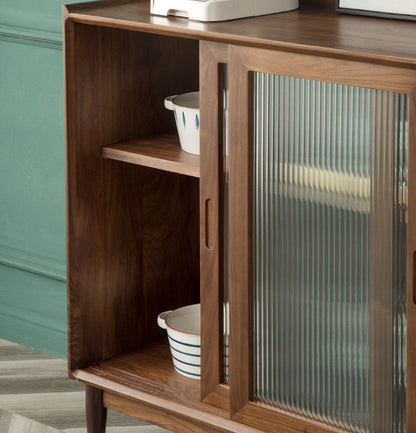 Mazonvintage-Minimalism Solid American Black Walnut Wood Kitchen Cabinet