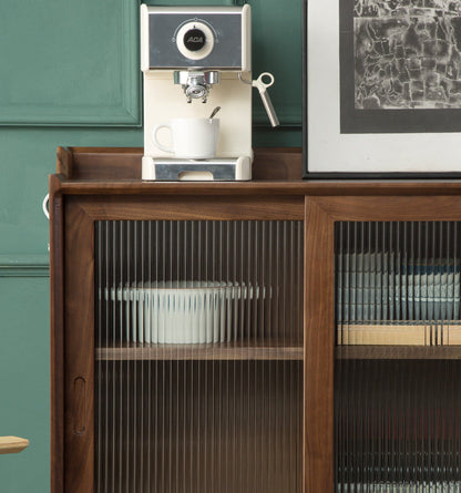 Mazonvintage-Minimalism Solid American Black Walnut Wood Kitchen Cabinet