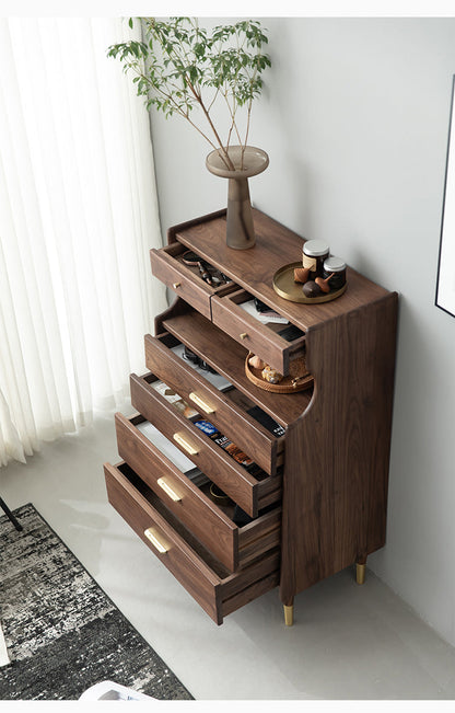 Mazonvintage-Wildflower Solid Black Walnut Wood Top Open Space Cabinet