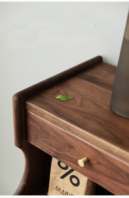 Mazonvintage-Wildflower Solid Black Walnut Wood Top Open Space Cabinet