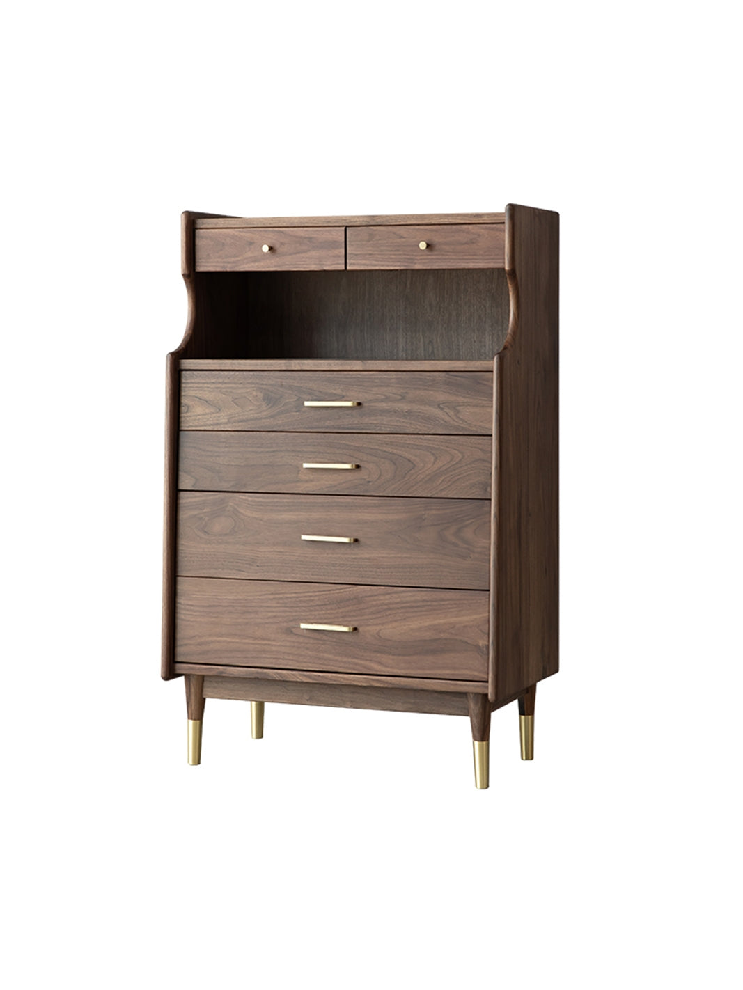 Mazonvintage-Wildflower Solid Black Walnut Wood Top Open Space Cabinet
