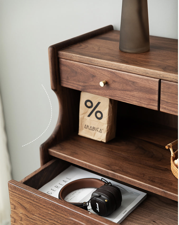 Mazonvintage-Wildflower Solid Black Walnut Wood Top Open Space Cabinet