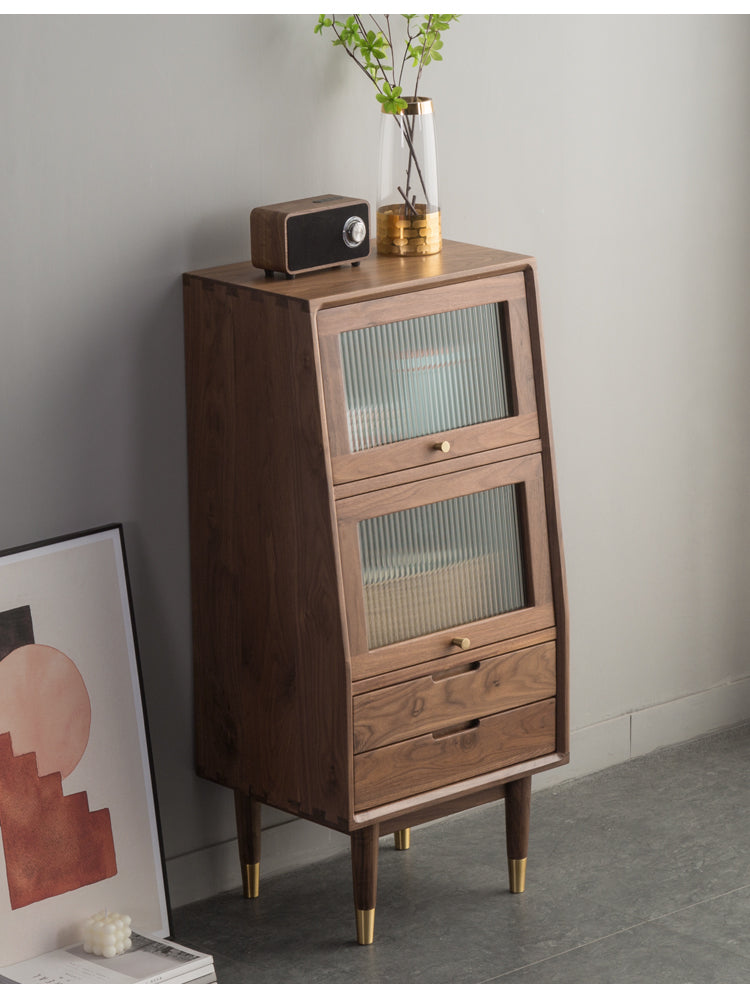 Mazonvintage-Small Solid Walnut Wood Side Cabinet