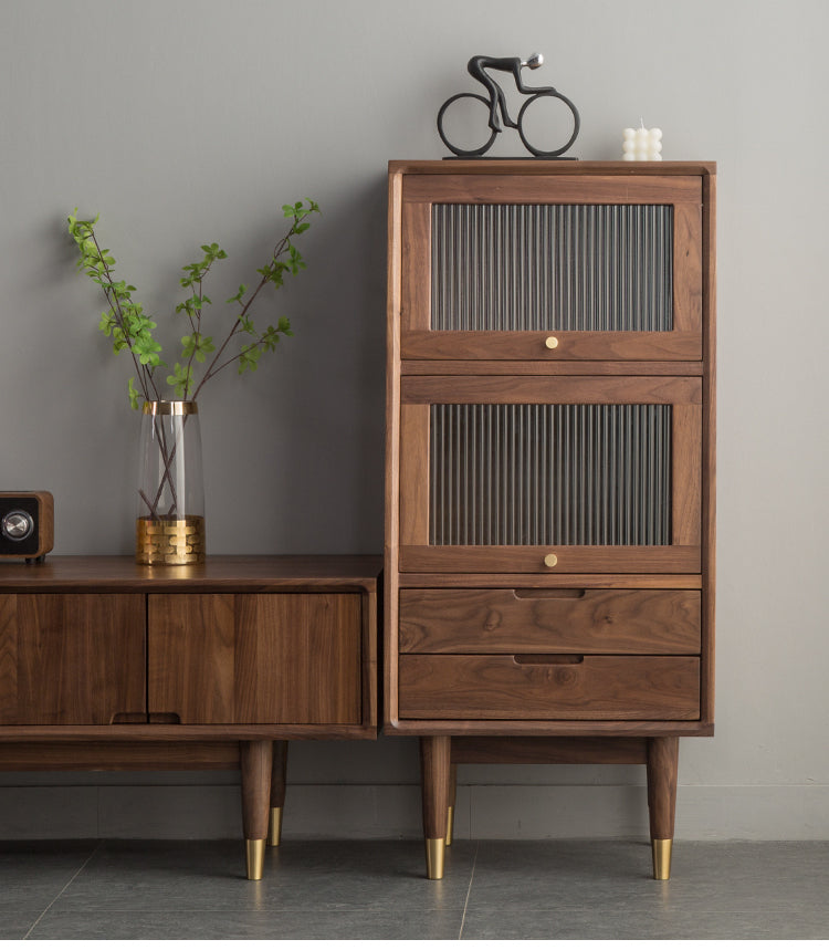 Mazonvintage-Small Solid Walnut Wood Side Cabinet