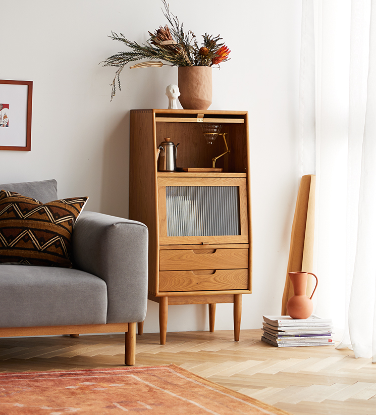 Mazonvintage-Small Solid Walnut Wood Side Cabinet