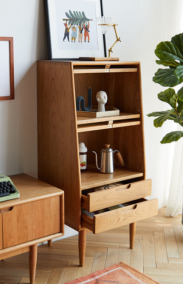 Mazonvintage-Small Solid Walnut Wood Side Cabinet