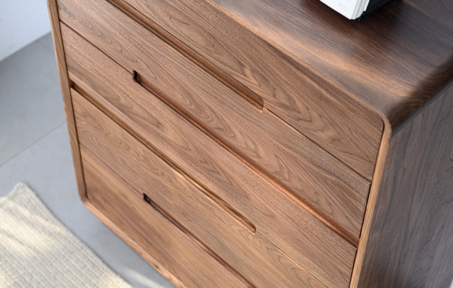 Mazonvintage-Solid Walnut Wood Recessed Concealed Handle Dresser