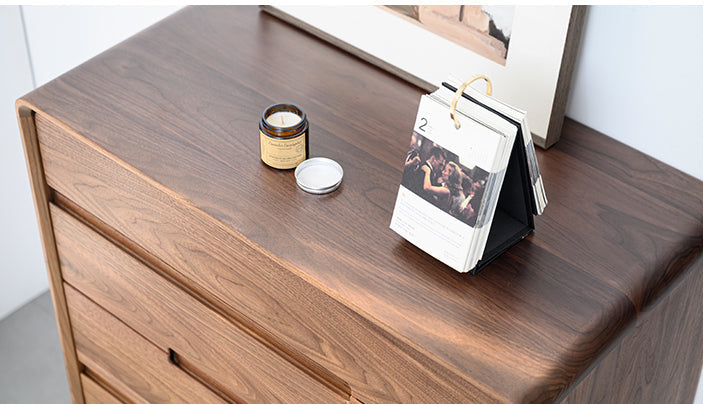 Mazonvintage-Solid Walnut Wood Recessed Concealed Handle Dresser
