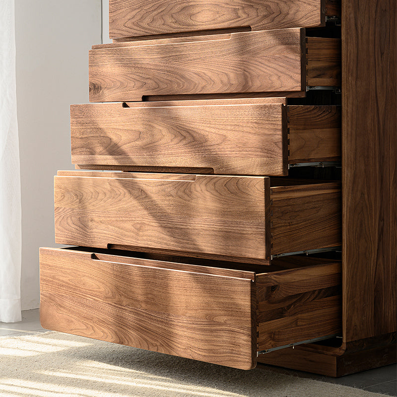 Mazonvintage-Solid Walnut Wood Recessed Concealed Handle Dresser