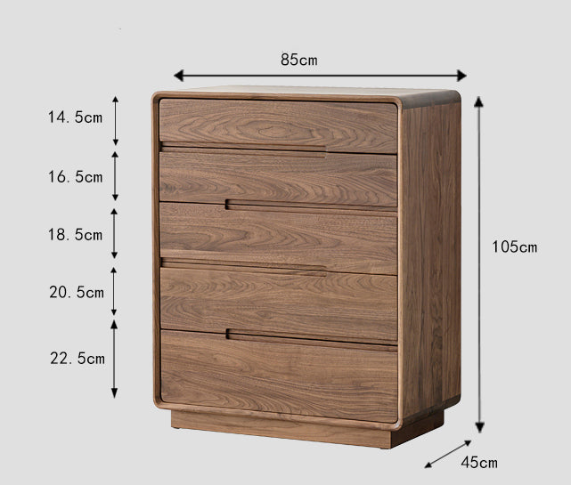 Mazonvintage-Solid Walnut Wood Recessed Concealed Handle Dresser
