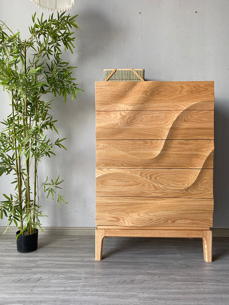 Mazonvintage-Lush Wave Layer Solid Walnut Wood Dresser