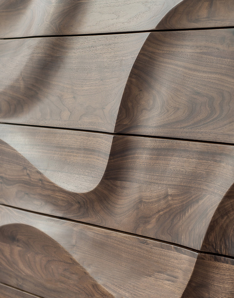 Mazonvintage-Lush Wave Layer Solid Walnut Wood Dresser