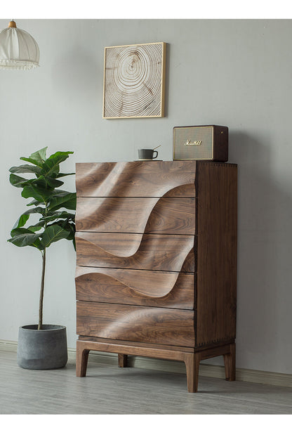 Mazonvintage-Lush Wave Layer Solid Walnut Wood Dresser