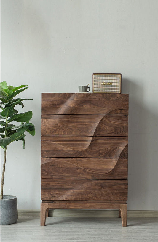 Mazonvintage-Lush Wave Layer Solid Walnut Wood Dresser