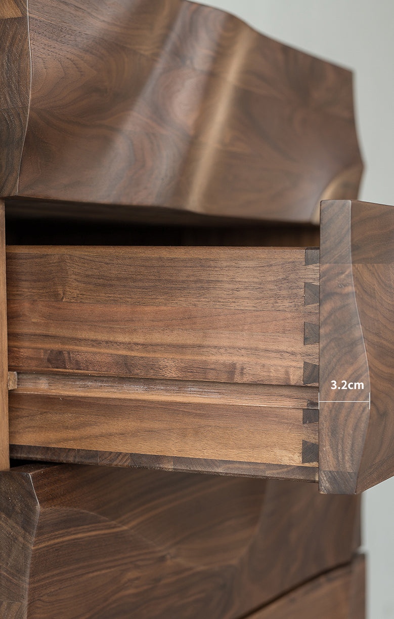 Mazonvintage-Lush Wave Layer Solid Walnut Wood Dresser