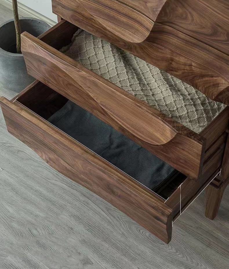 Mazonvintage-Lush Wave Layer Solid Walnut Wood Dresser