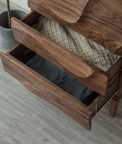 Mazonvintage-Lush Wave Layer Solid Walnut Wood Dresser