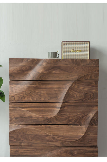 Mazonvintage-Lush Wave Layer Solid Walnut Wood Dresser