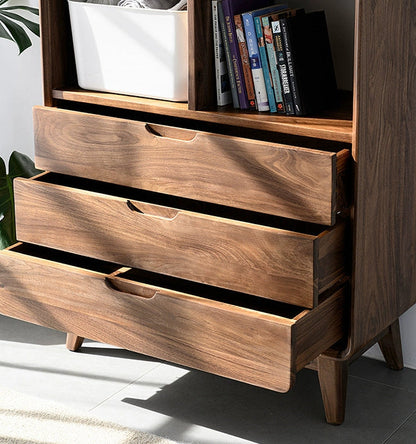 Mazonvintage-Narrow Solid Multi-Layers Walnut Wood Bookcase