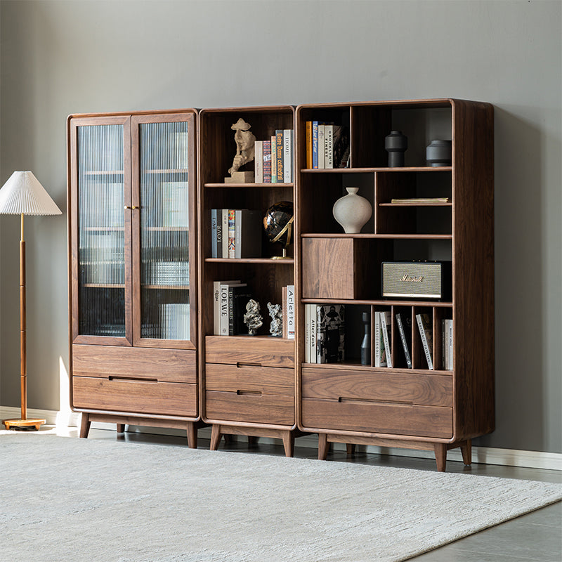 Mazonvintage-Whispering Narrow Floor Standing Solid Walnut Wood Bookcase