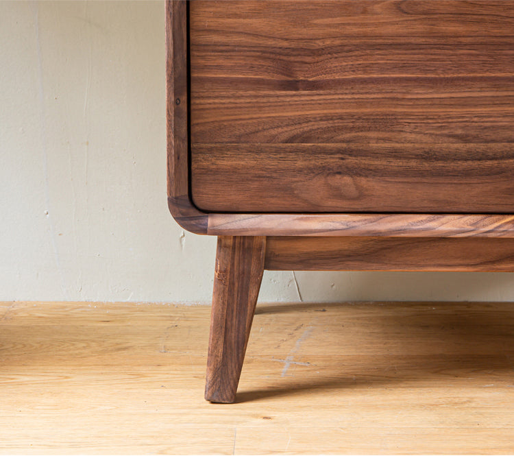 Mazonvintage-Sculpted Black Walnut Wood Kitchen Pantry Cabinet