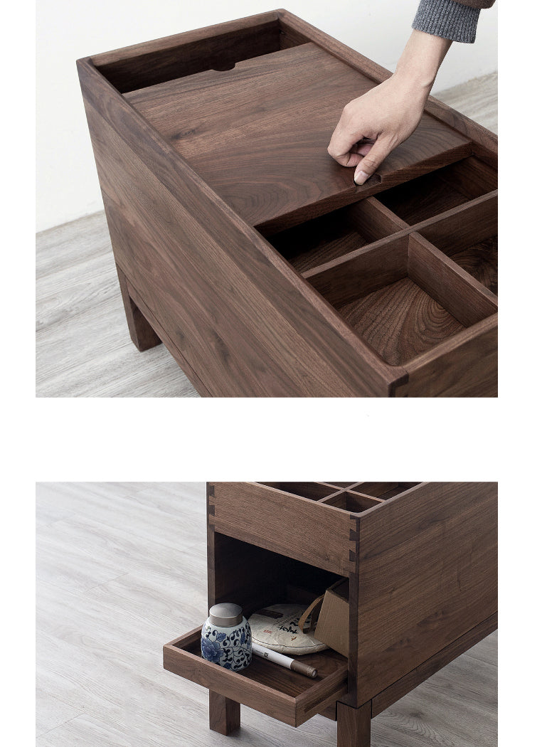 Mazonvintage-Elemental Solid Black Walnut Tea and Small Things Side Table