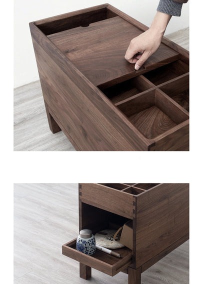 Mazonvintage-Elemental Solid Black Walnut Tea and Small Things Side Table