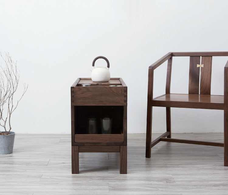 Mazonvintage-Elemental Solid Black Walnut Tea and Small Things Side Table