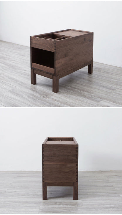 Mazonvintage-Elemental Solid Black Walnut Tea and Small Things Side Table