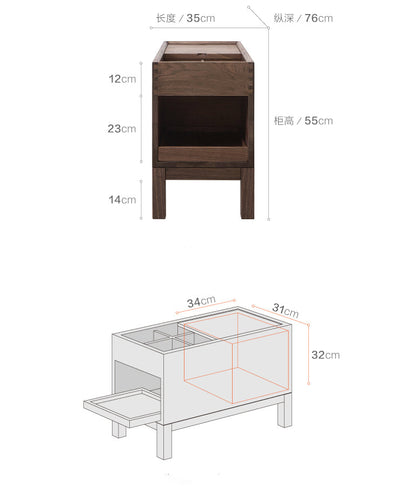 Mazonvintage-Elemental Solid Black Walnut Tea and Small Things Side Table