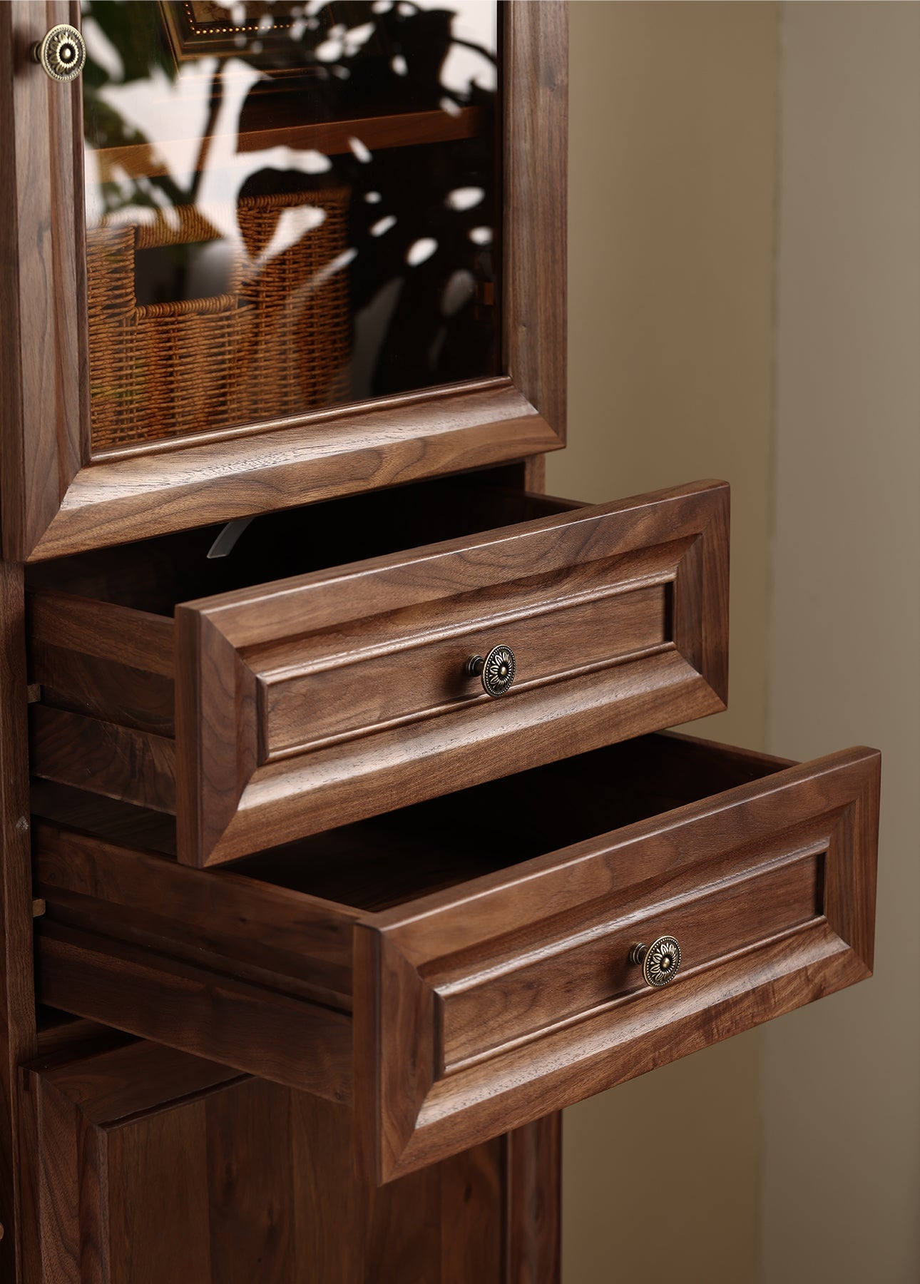 Mazonvintage-Orion Retro Black Walnut Wood Tall Storage Cabinet