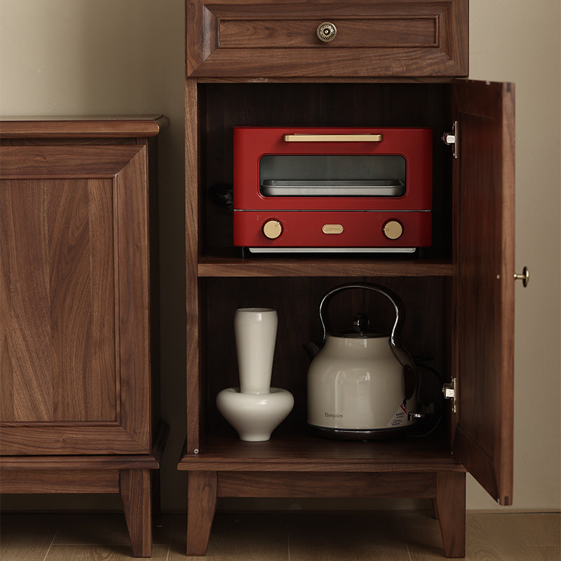 Mazonvintage-Orion Retro Black Walnut Wood Tall Storage Cabinet