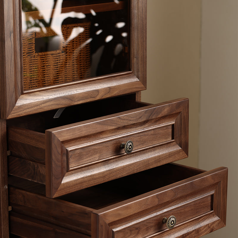 Mazonvintage-Orion Retro Black Walnut Wood Tall Storage Cabinet