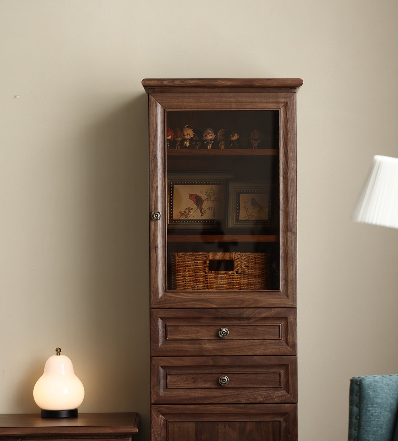 Mazonvintage-Orion Retro Black Walnut Wood Tall Storage Cabinet