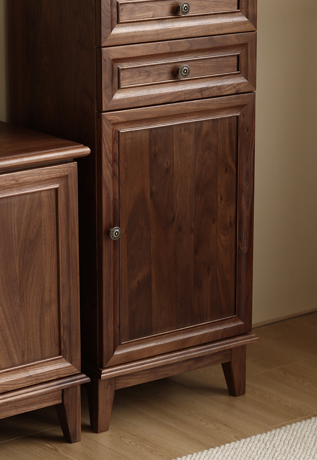 Mazonvintage-Orion Retro Black Walnut Wood Tall Storage Cabinet