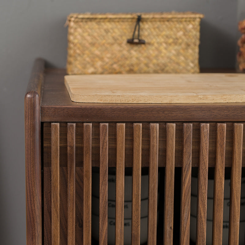 Mazonvintage-Black Walnut Wood Louver Grille Cupboard