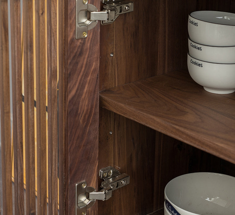 Mazonvintage-Black Walnut Wood Louver Grille Cupboard