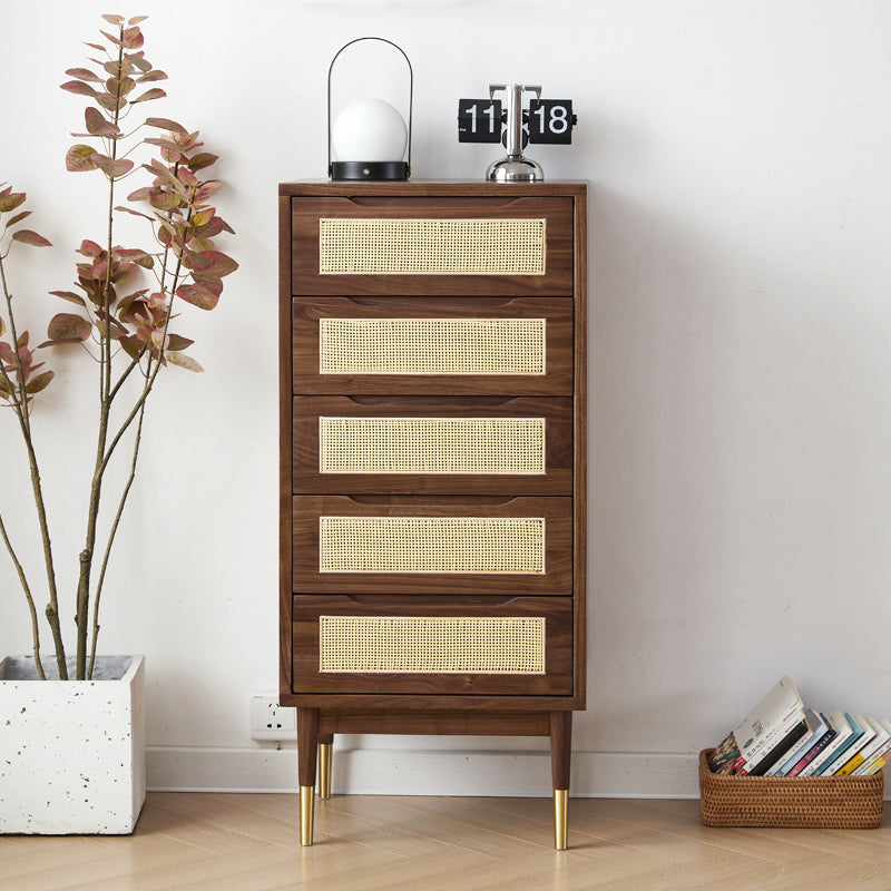 Mazonvintage-Crescent Chest of 5 Drawers Dresser Made in Solid Walnut Wood