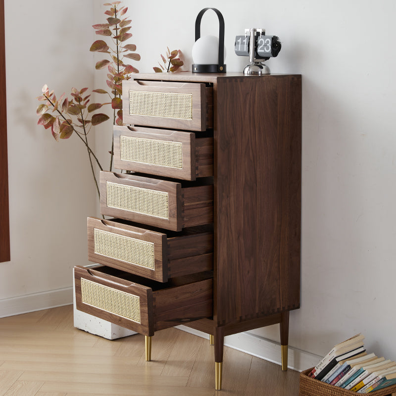 Mazonvintage-Crescent Chest of 5 Drawers Dresser Made in Solid Walnut Wood