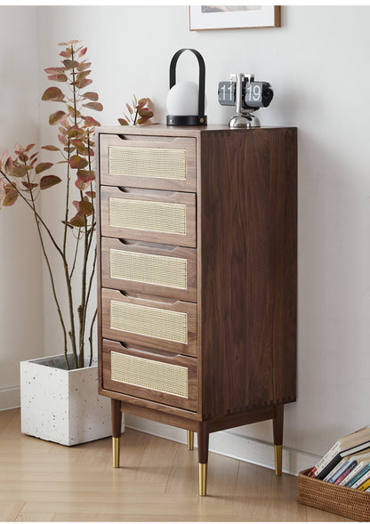 Mazonvintage-Crescent Chest of 5 Drawers Dresser Made in Solid Walnut Wood